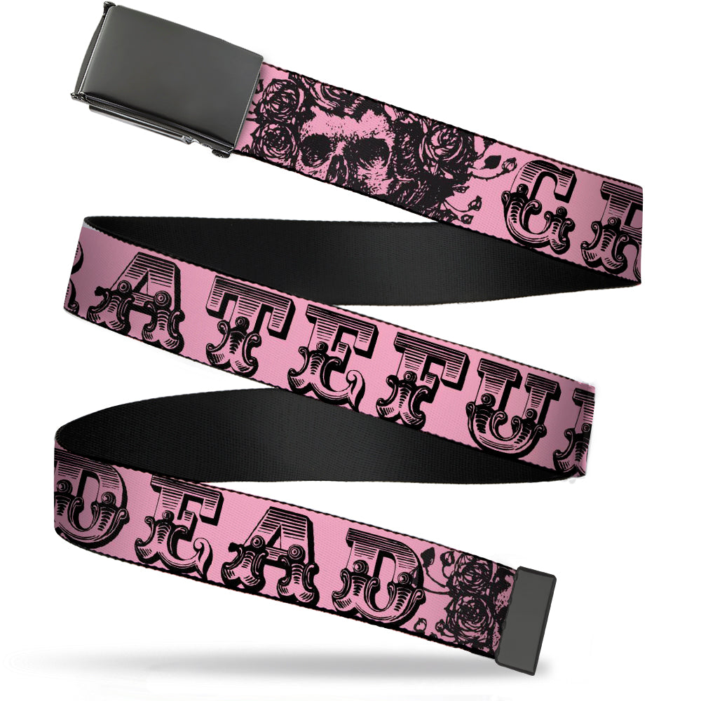 Grateful Dead Text With Skull & Roses Belt