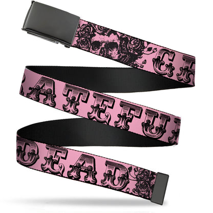 Grateful Dead Text With Skull & Roses Belt