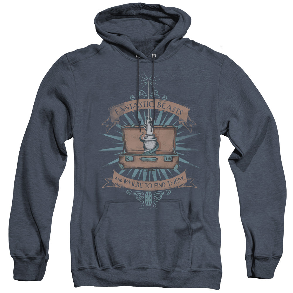 Fantastic Beasts Briefcase Heather Mens Hoodie Navy Officially Licensed