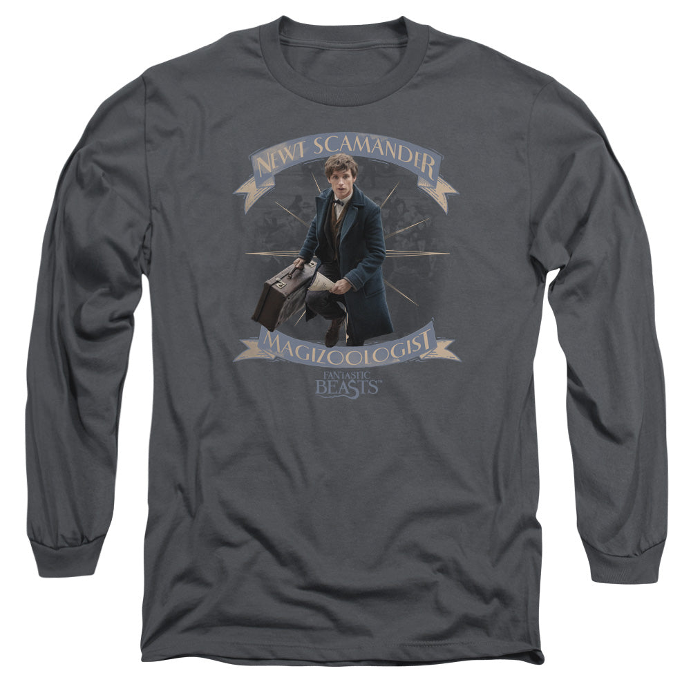 Fantastic Beasts Newt Scamander Mens Long Sleeve Shirt Charcoal Officially Licensed Officially Licensed