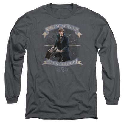 Fantastic Beasts Newt Scamander Mens Long Sleeve Shirt Charcoal Officially Licensed Officially Licensed