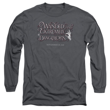 Fantastic Beasts Wanded Mens Long Sleeve Shirt Charcoal Officially Licensed Officially Licensed