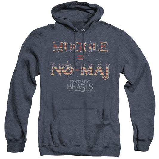Fantastic Beasts Uk Us No Maj Heather Mens Hoodie Navy Officially Licensed