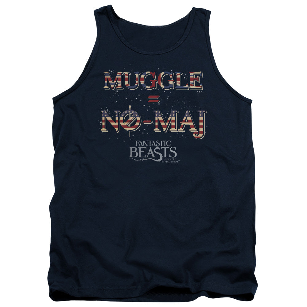 Fantastic Beasts Uk Us No Maj Mens Tank Top Shirt Navy