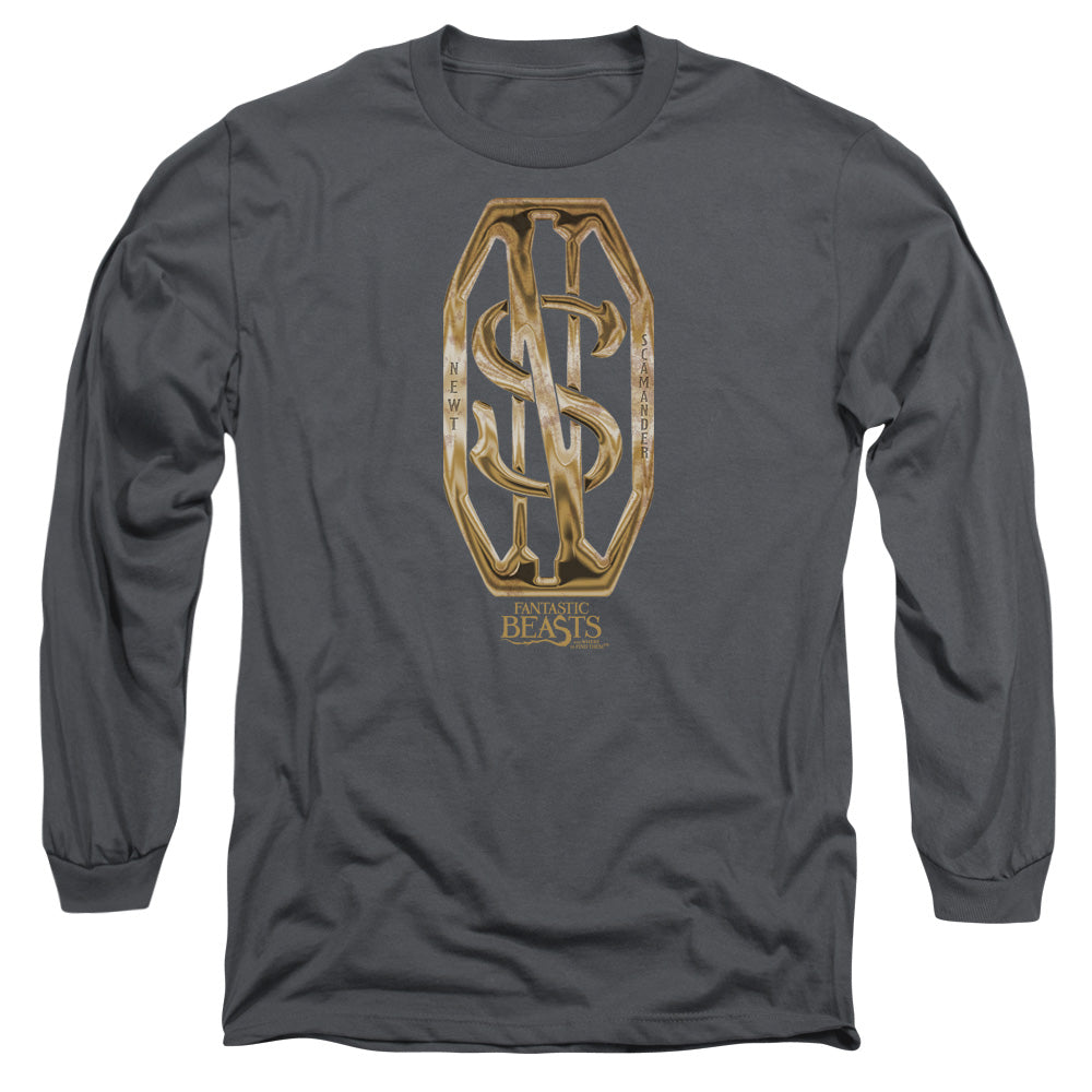 Fantastic Beasts Scamander Monogram Mens Long Sleeve Shirt Charcoal Officially Licensed Officially Licensed