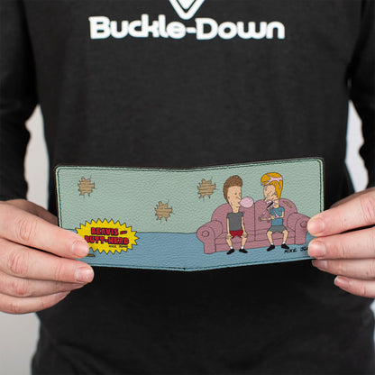 Beavis and Butthead Living Room Bubble Gum Scene Bi-Fold Wallet