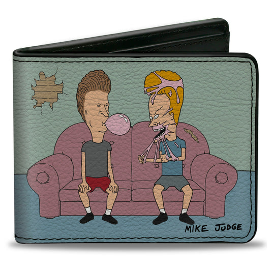Beavis and Butthead Living Room Bubble Gum Scene Bi-Fold Wallet