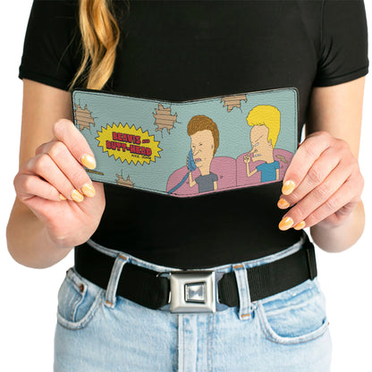 Beavis and Butthead Title Logo and Couch Scene Bi-Fold Wallet