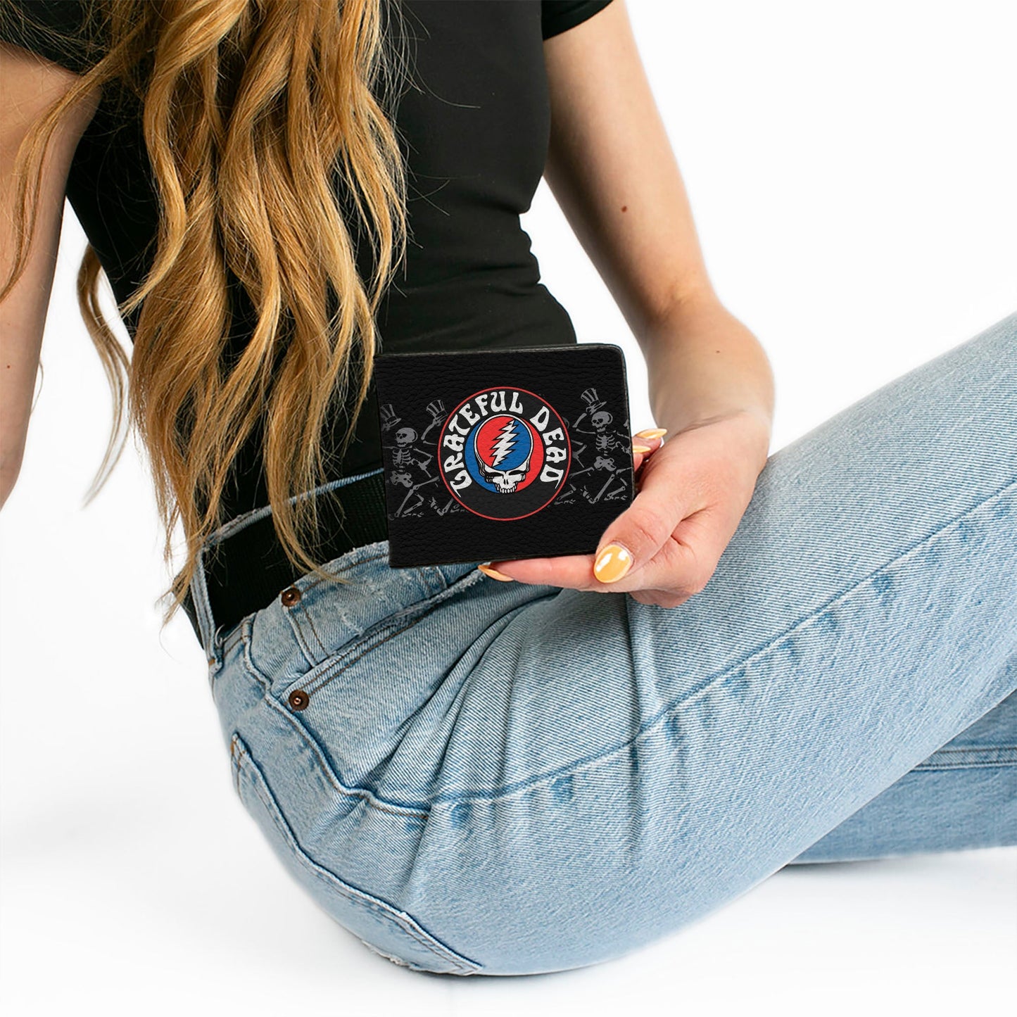 Grateful Dead Steal Your Face Logo Dancing Skeletons Bi-Fold Wallet