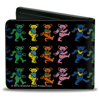 Grateful Dead Dancing Bears Black Multi Color Bifold Wallet