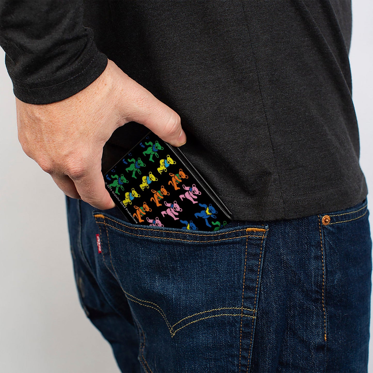 Grateful Dead Dancing Bears Black Multi Color Bifold Wallet