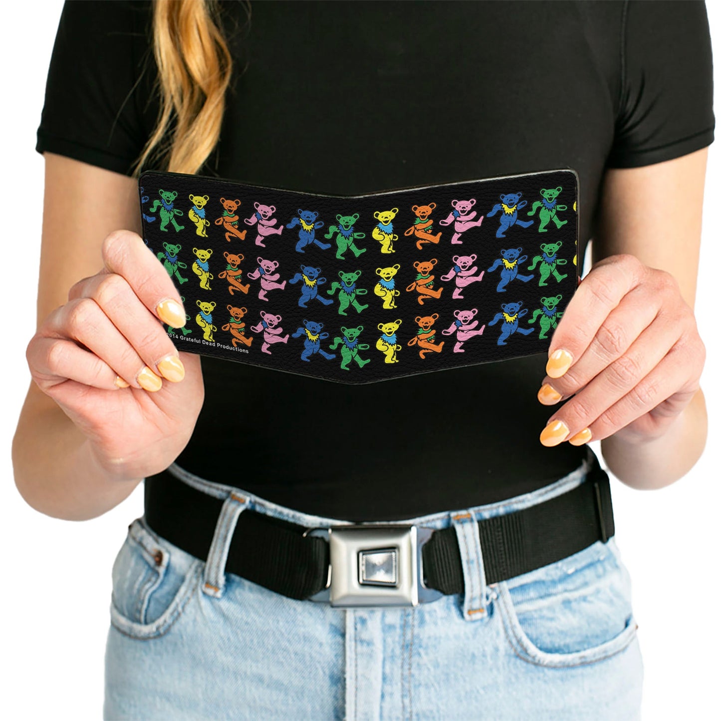 Grateful Dead Dancing Bears Black Multi Color Bifold Wallet