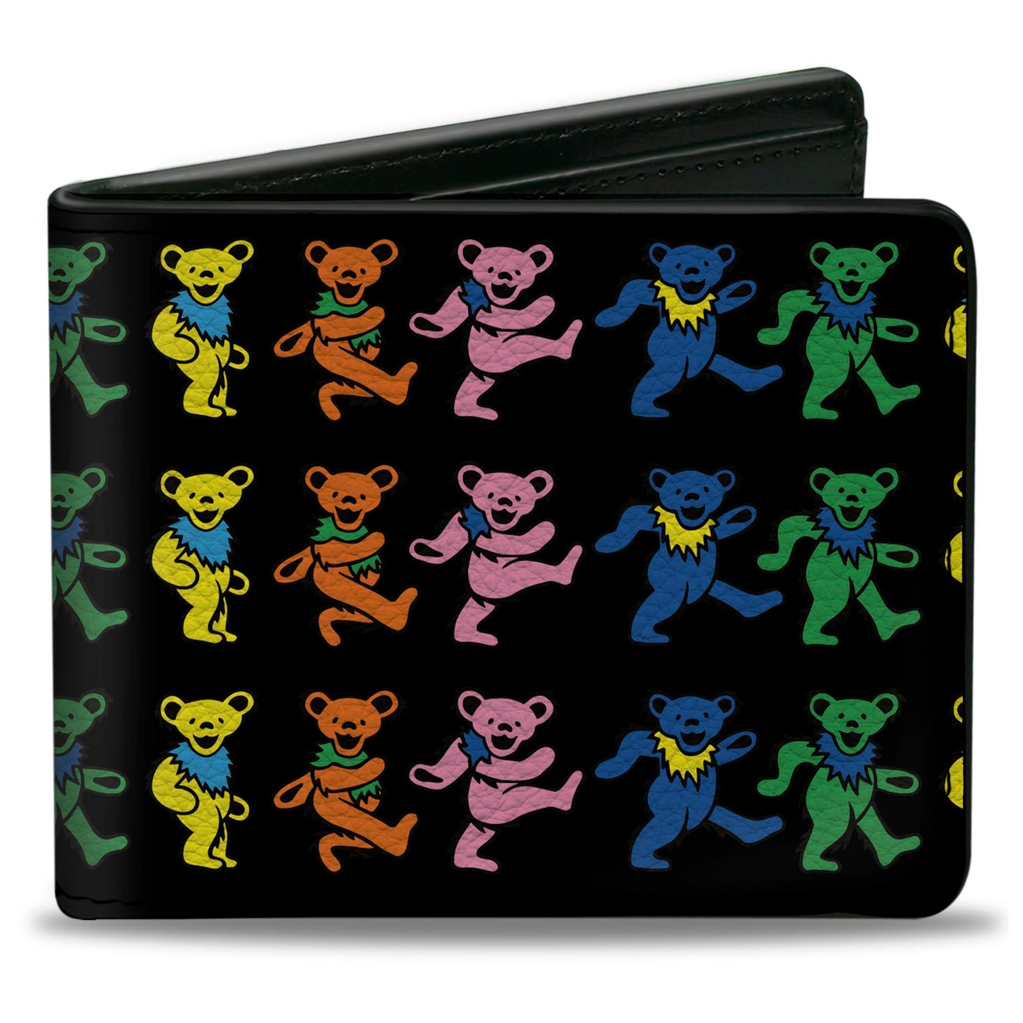 Grateful Dead Dancing Bears Black Multi Color Bifold Wallet
