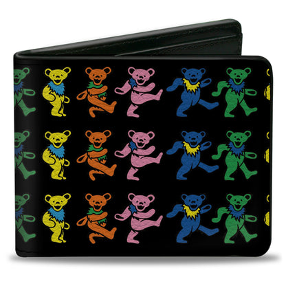 Grateful Dead Dancing Bears Black Multi Color Bifold Wallet