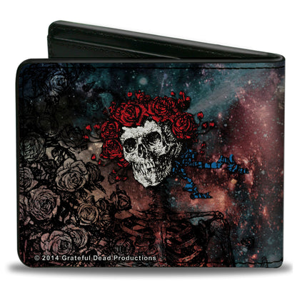 Grateful Dead Space Your Face Skull and Roses Galaxy Bi-Fold Wallet
