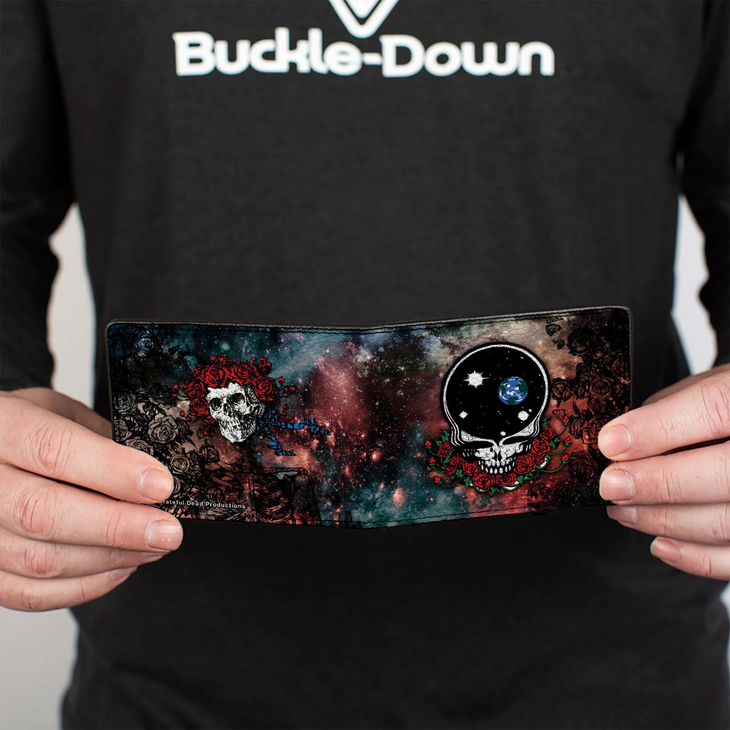 Grateful Dead Space Your Face Skull and Roses Galaxy Bi-Fold Wallet
