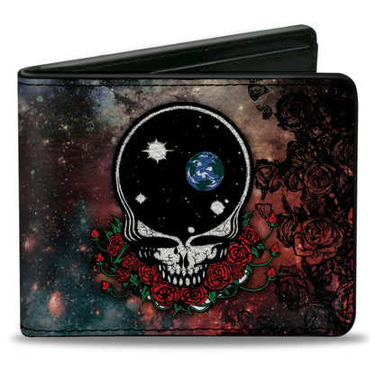Grateful Dead Space Your Face Skull and Roses Galaxy Bi-Fold Wallet