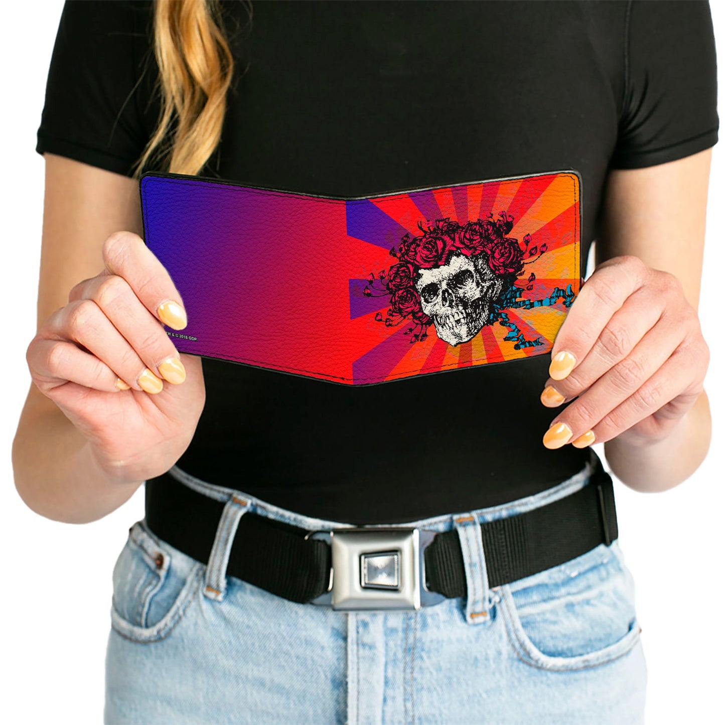 Grateful Dead Skull and Roses Rays Ombre Bi-Fold Wallet