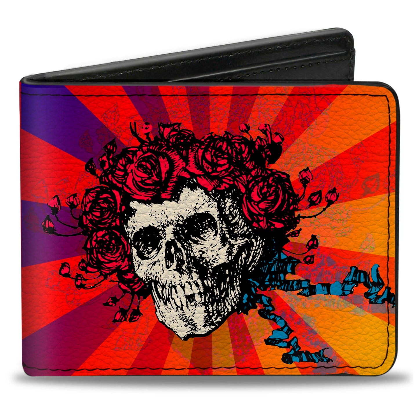 Grateful Dead Skull and Roses Rays Ombre Bi-Fold Wallet