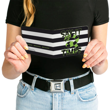 Beetlejuice Say It Ten Times Sandworm Pose Stripe Bifold Wallet
