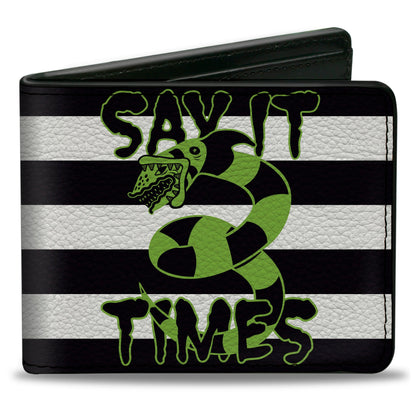 Beetlejuice Say It Ten Times Sandworm Pose Stripe Bifold Wallet