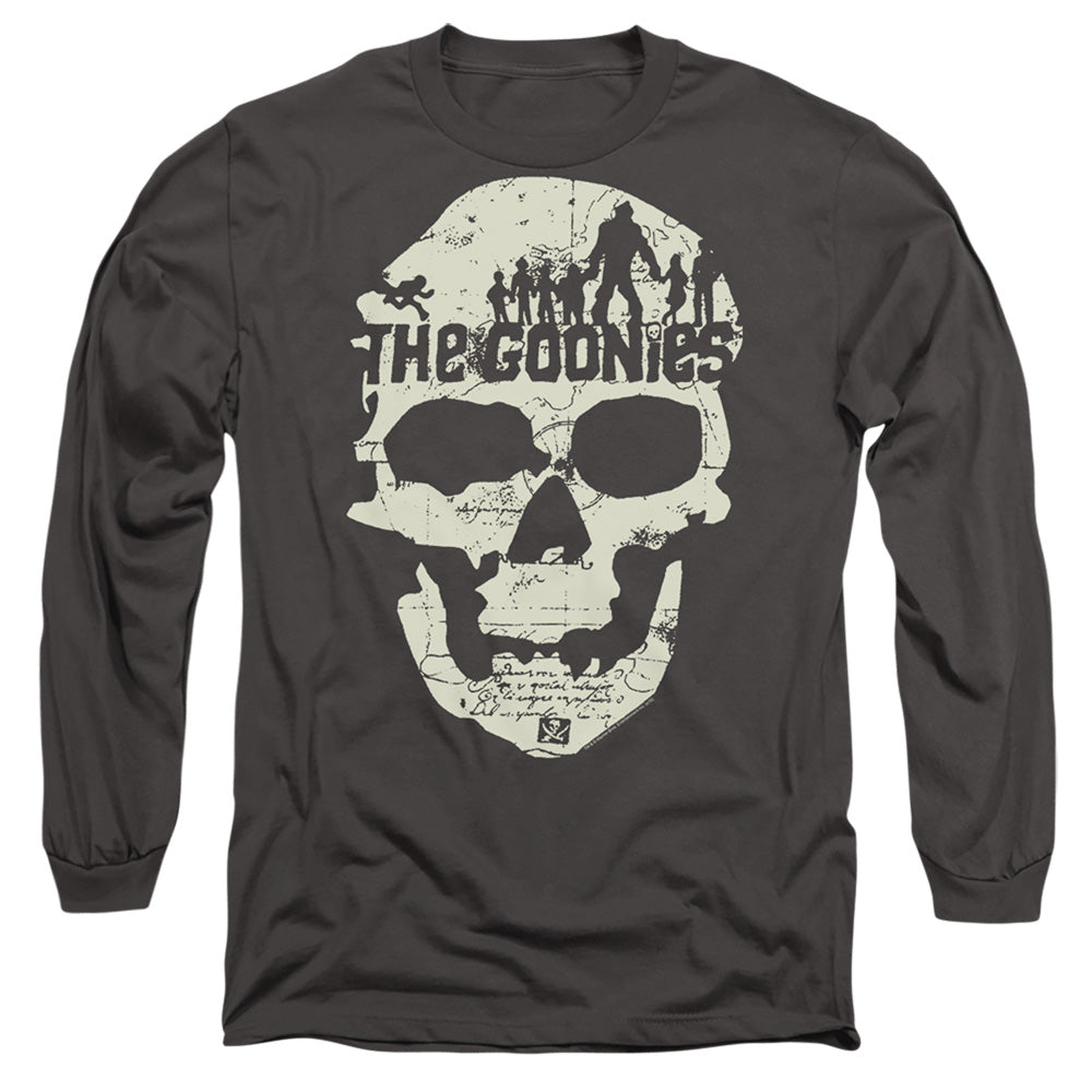 The Goonies Skull Map Mens Long Sleeve Shirt Charcoal