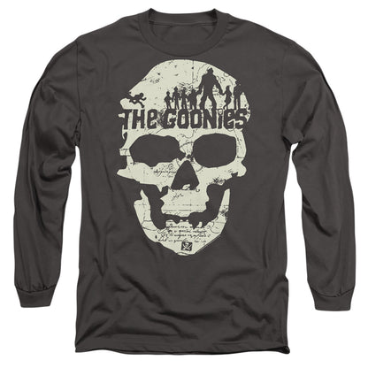 The Goonies Skull Map Mens Long Sleeve Shirt Charcoal