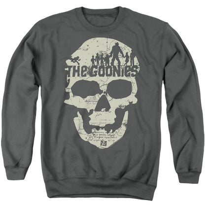 The Goonies Skull Map Mens Crewneck Sweatshirt Charcoal Officially Licensed