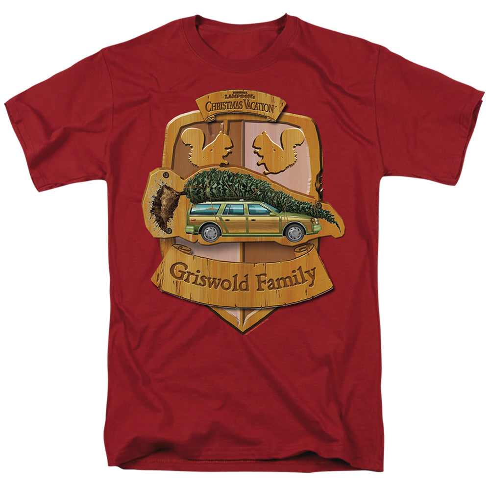 Christmas Vacation Giswold Family Crest Mens T Shirt Cardinal
