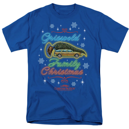 Christmas Vacation Neon Griswald Mens T Shirt Royal