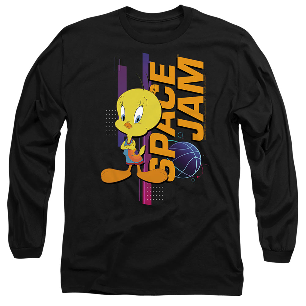 Space Jam 2 Tweety Standing Mens Long Sleeve Shirt Black Officially Licensed