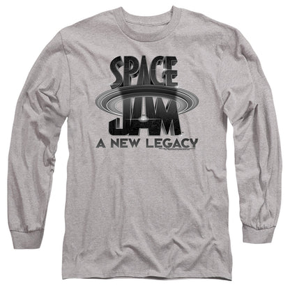 Space Jam 2 Space Jam 2 Logo Black Mens Long Sleeve Shirt Athletic Heather Officially Licensed