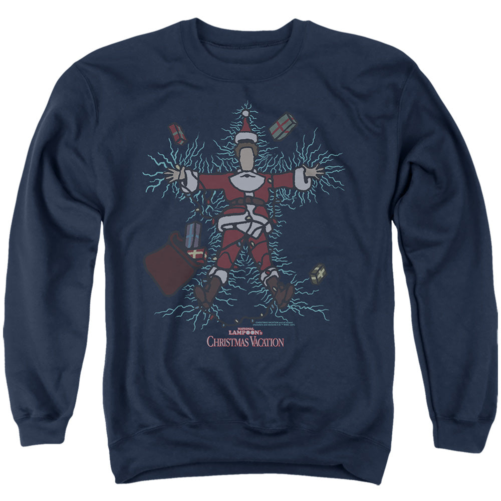 Christmas Vacation Clark Griswold'S X-Mas Lights Mens Crewneck Sweatshirt Navy Officially Licensed