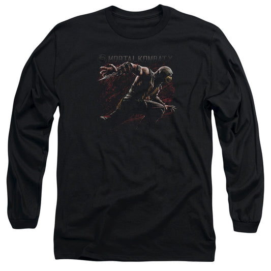 Mortal Kombat X Scorpion Lunge Mens Long Sleeve Shirt Black