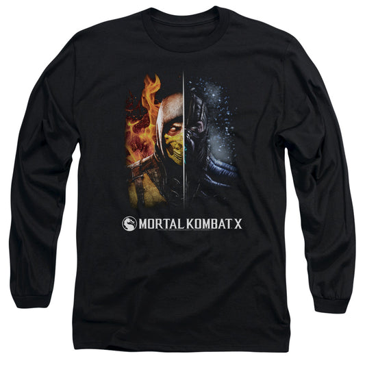 Mortal Kombat Fire And Ice Mens Long Sleeve Shirt Black