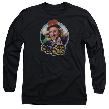 Willy Wonka And The Chocolate Factory Its Scrumdiddlyumptious Mens Long Sleeve Shirt Black Officially Licensed