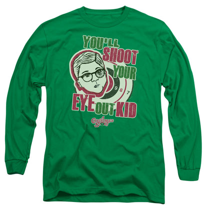 A Christmas Story Youll Shoot Your Eye Out Mens Long Sleeve Shirt Kelly Green