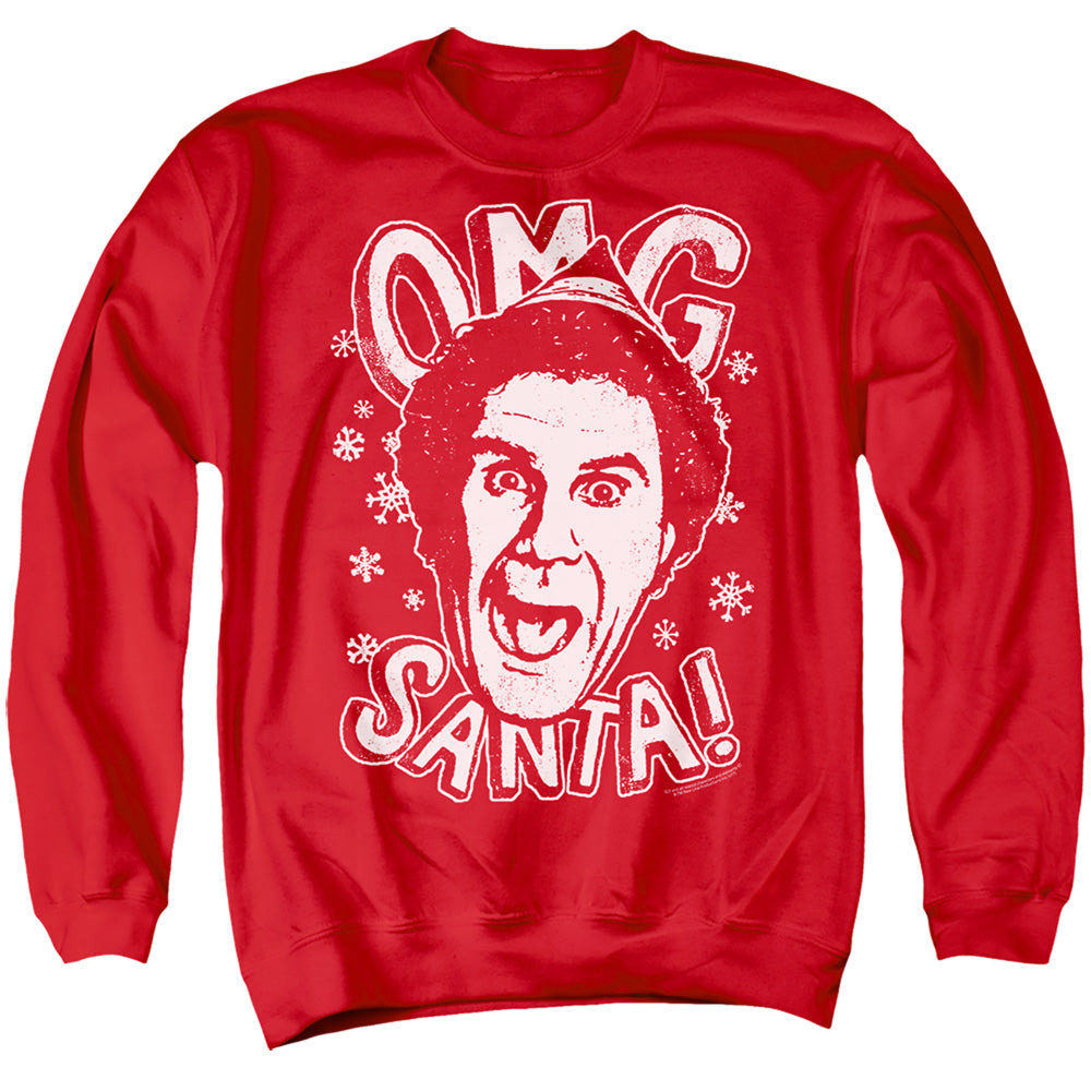 Elf Omg Santa Mens Crewneck Sweatshirt Red