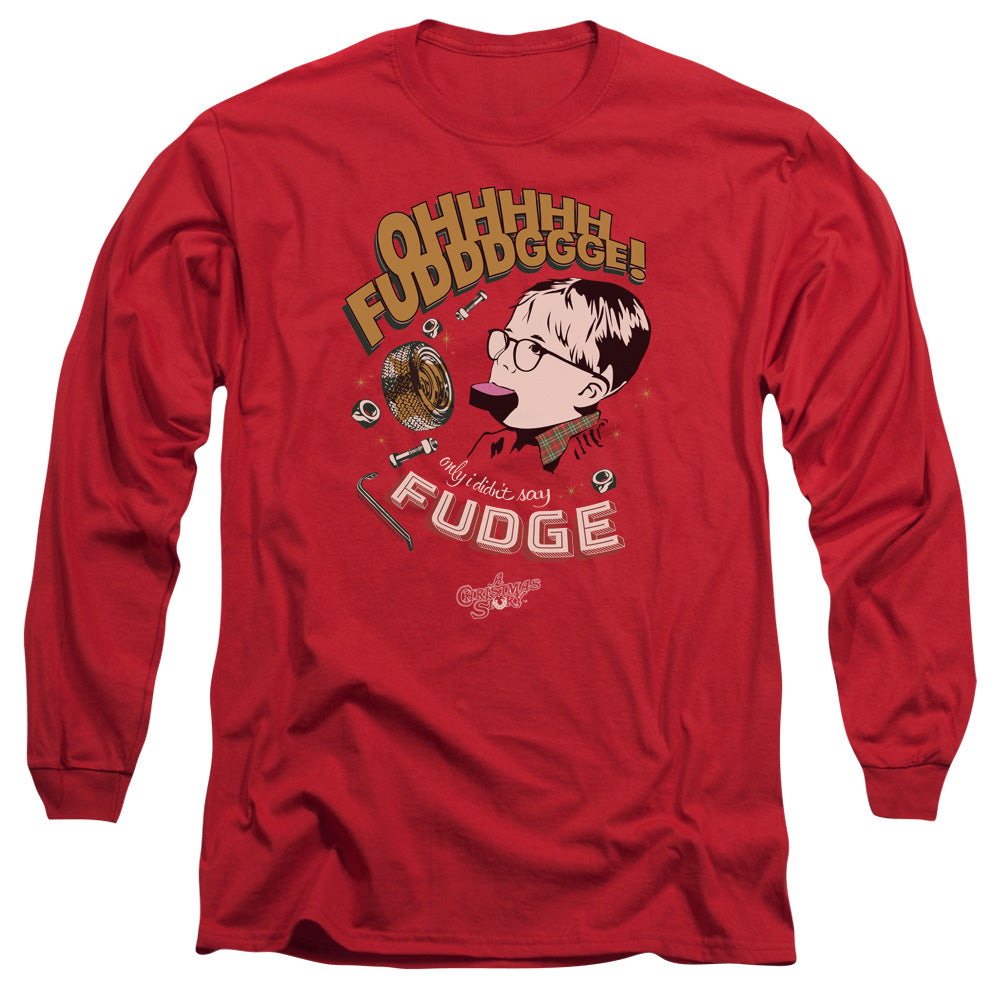 A Christmas Story Fudge Mens Long Sleeve Shirt Red Officially Licensed