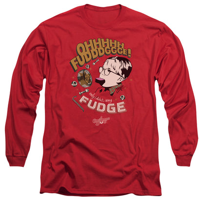A Christmas Story Fudge Mens Long Sleeve Shirt Red Officially Licensed
