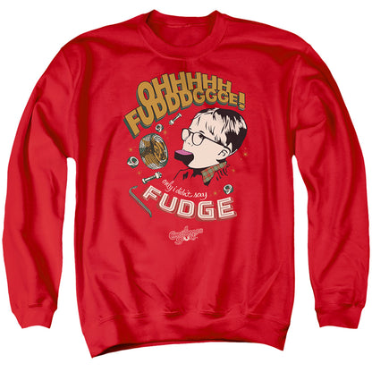A Christmas Story Fudge Mens Crewneck Sweatshirt Red Officially Licensed