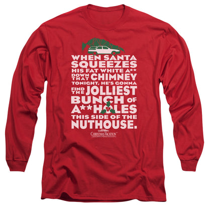 Christmas Vacation Jolliest Bunch Mens Long Sleeve Shirt Red Officially Licensed Officially Licensed