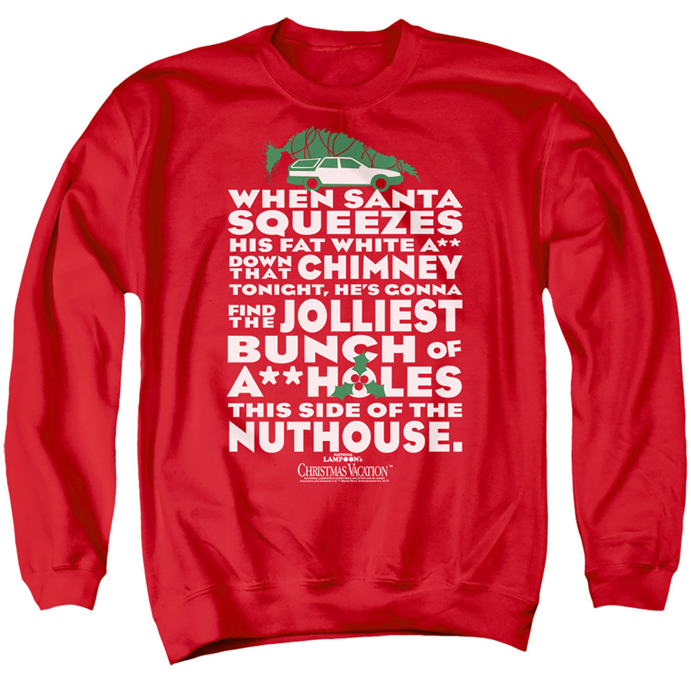 Christmas Vacation Jolliest Bunch Mens Crewneck Sweatshirt Red Officially Licensed