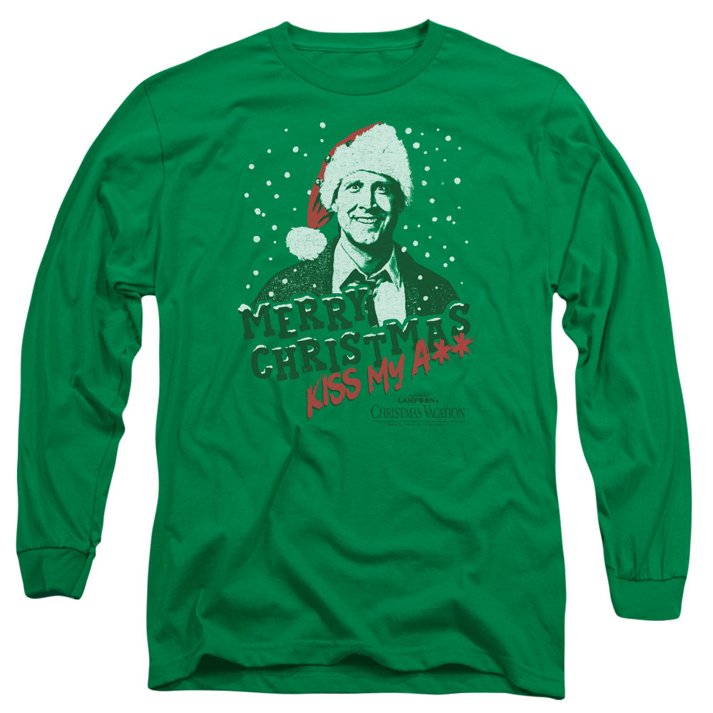 Christmas Vacation Merry Christmas Mens Long Sleeve Shirt Kelly Green Officially Licensed Officially Licensed