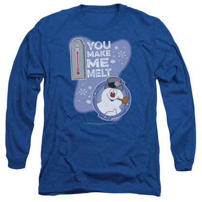 Frosty The Snowman Melt Mens Long Sleeve Shirt Royal Blue Officially Licensed