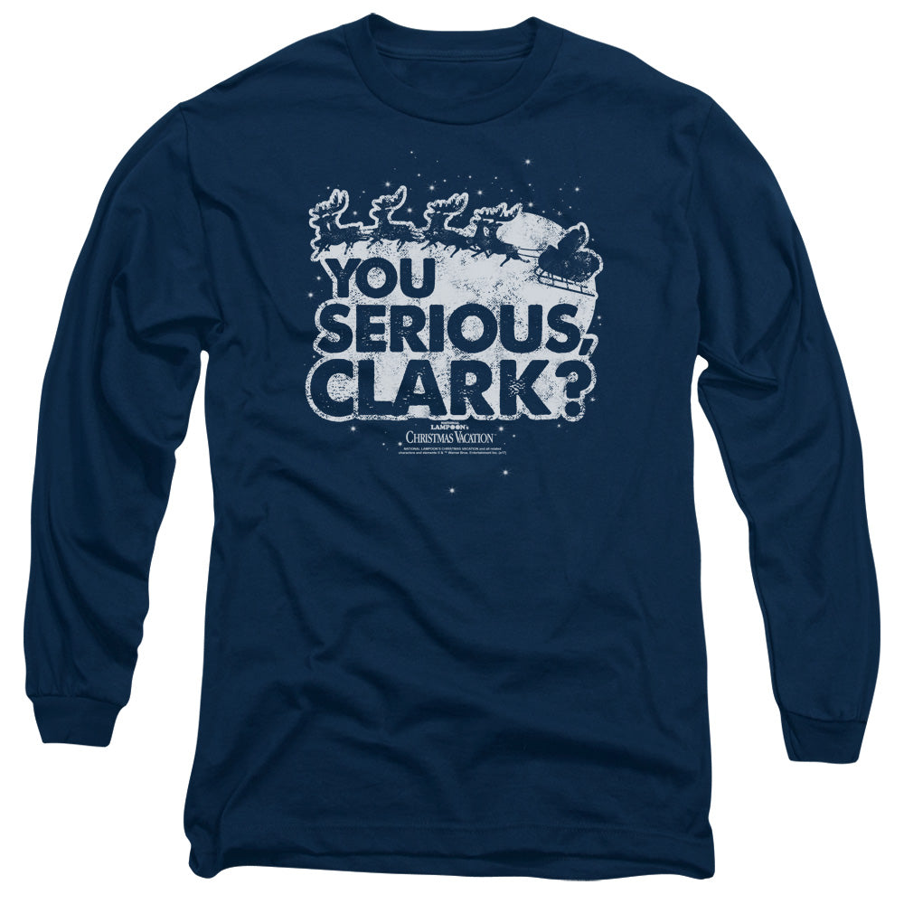 Christmas Vacation You Serious Clark Mens Long Sleeve Shirt Navy Officially Licensed