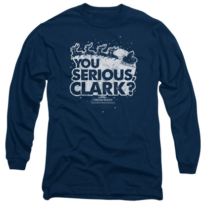 Christmas Vacation You Serious Clark Mens Long Sleeve Shirt Navy Officially Licensed