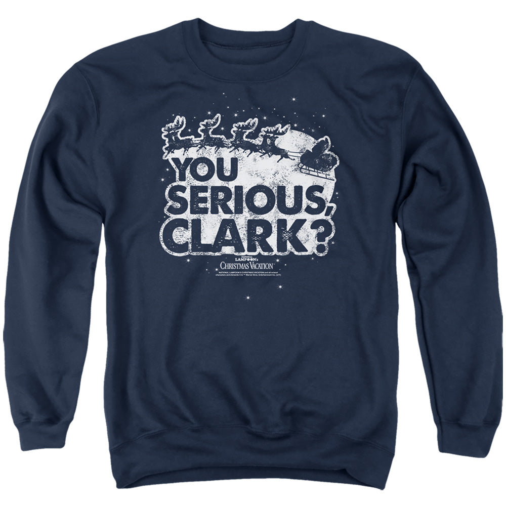 Christmas Vacation You Serious Clark Mens Crewneck Sweatshirt Navy Officially Licensed