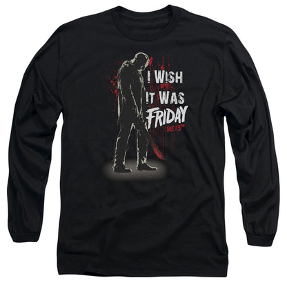 Friday The 13Th I Wish It Was Friday Mens Long Sleeve Shirt Black Officially Licensed Officially Licensed