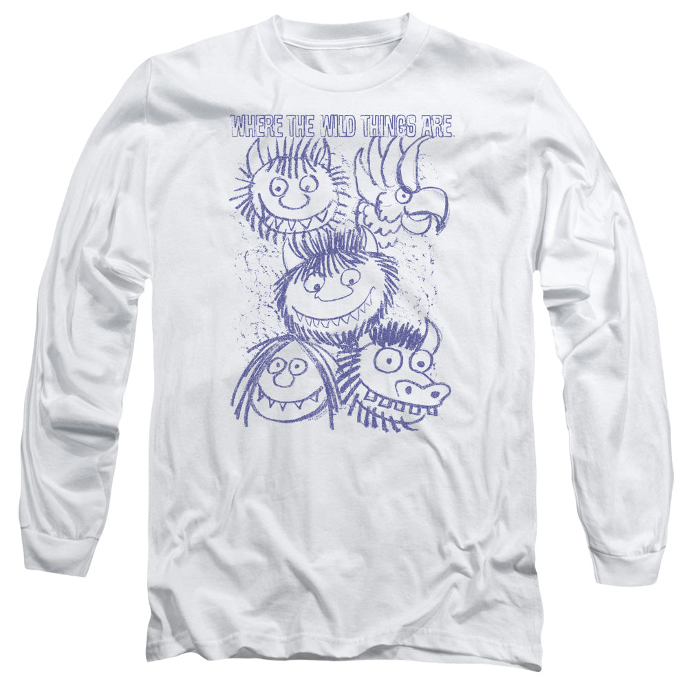 Where The Wild Things Are Wild Sketch Mens Long Sleeve Shirt White Officially Licensed